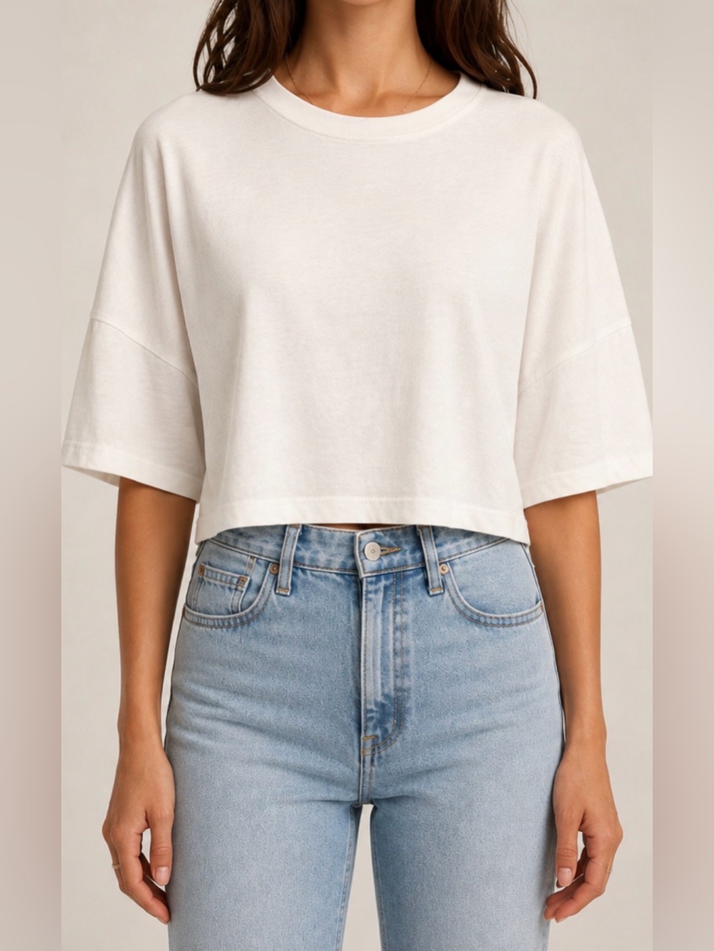 Citizens of Humanity Crop Cape Tee XS White Organic Cotton Boxy Top USA.